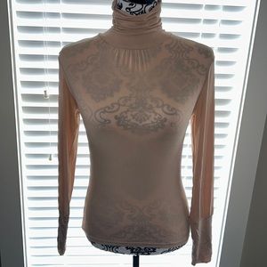 Unite’ la redoute Nude viscose and silk Turtleneck Top size 4